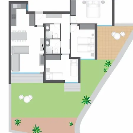 Διαμέρισμα Airy 3br, Ac, Garden, 2min Strip, 8min Oura *