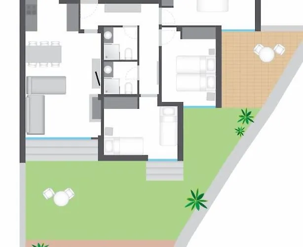 Apartman Airy 3br, Ac, Garden, 2min Strip, 8min Oura *
